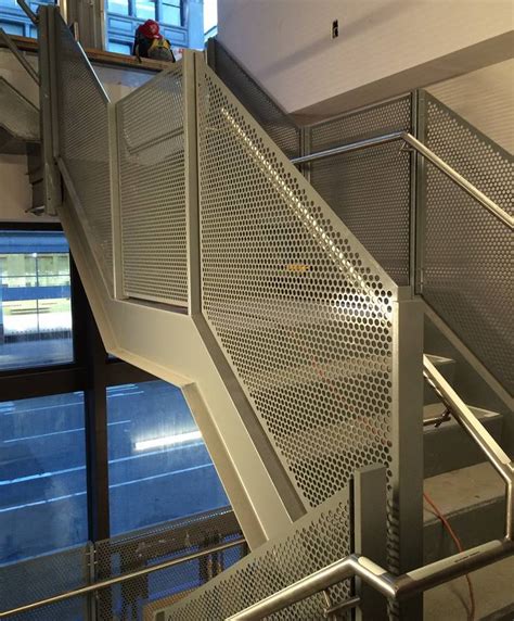 perforated metal sheet staircase|perforated metal stair balustrade.